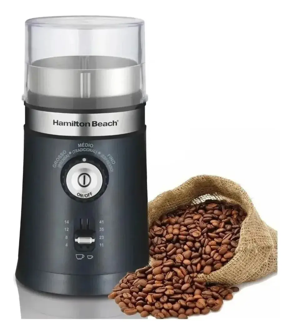 Moedor de cafe e temperos Hamilton Beach automatico com laminas de aco inox